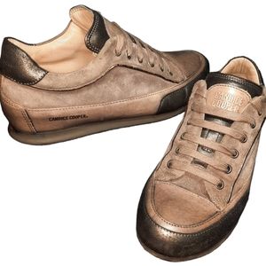 Candice Cooper Brownish Gray Leather/Suede Lace-up Sneaker SZ 38EU/8US